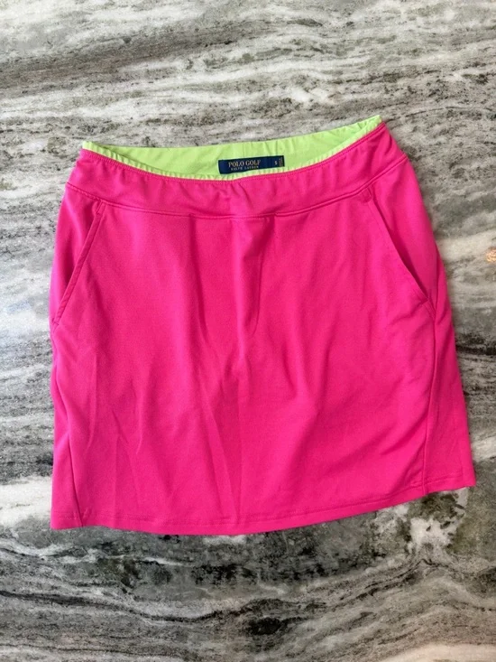 Polo Ralph Lauren Hot Pink Golf Skirt with Lime Green Trim - Picture 3 of 7